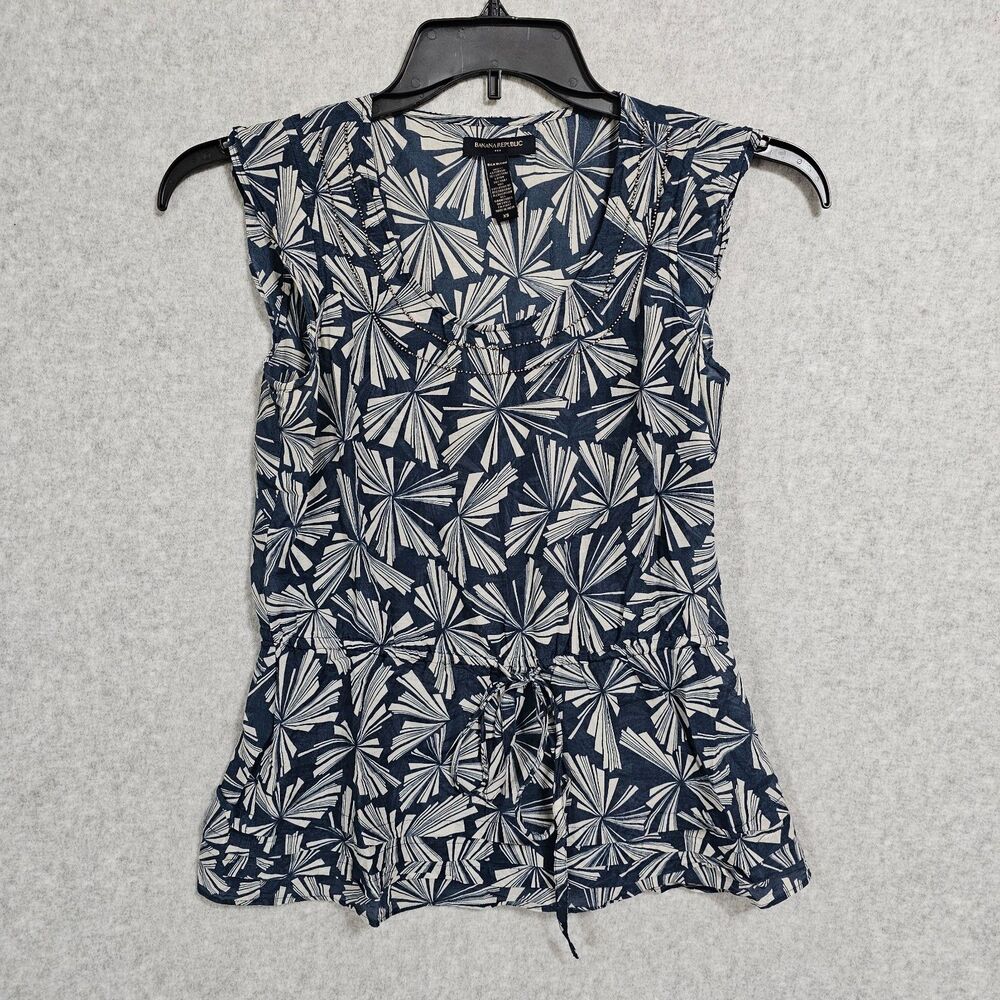 Banana Republic Blouse Silk Blend Size XS Blue Womens Sleeveless Top